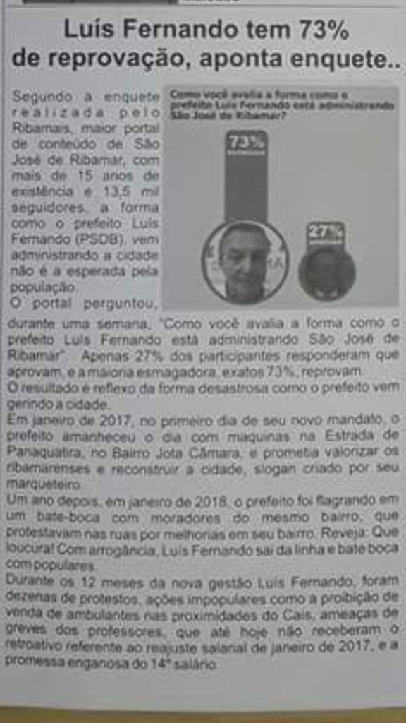 Os 73% de Luis Fernando em Ribamar