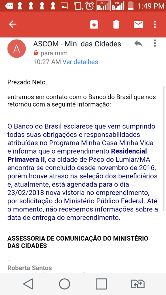 MIGUELAGEM! Banco do Brasil e Ministério das Cidades desmentem Dutra