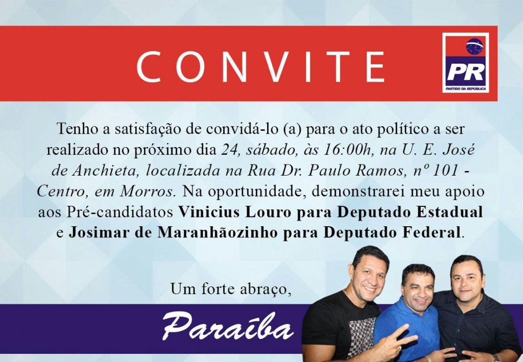 MORROS – Paraíba convida morruenses para ato político