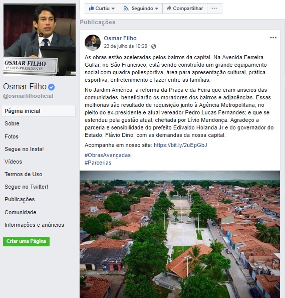 Osmar Filho amplia uso de rede  social para interagir com eleitores