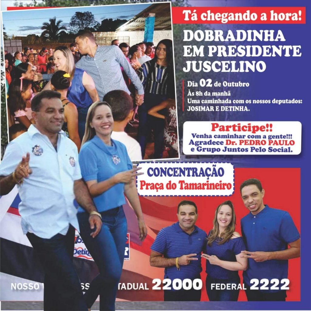 CONVITE – Dia 2 de Outubro, Caminhada com Josimar de Maranhãozinho e Detinha em Presidente Juscelino