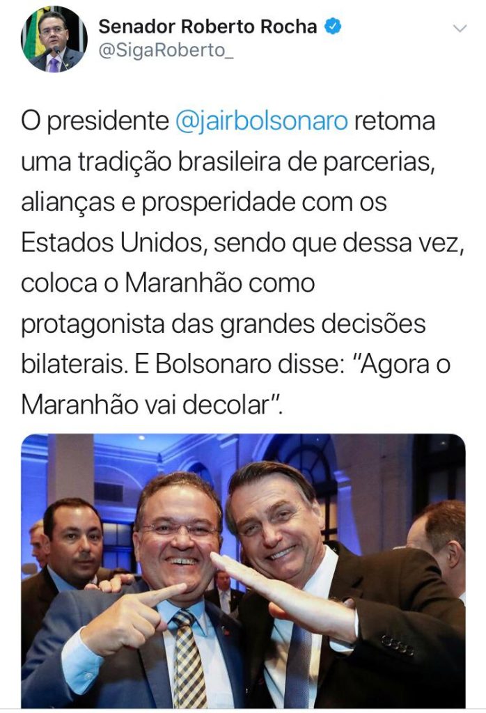 Parceria de Roberto Rocha e Bolsonaro vai fazer o Maranhão decolar