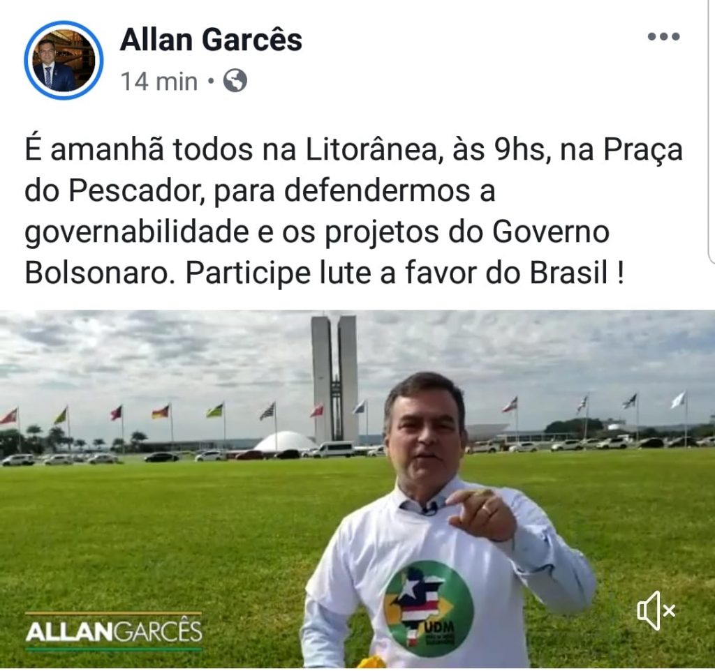 VÍDEO – Líder da Direita Maranhense convoca para ato pró-Bolsonaro