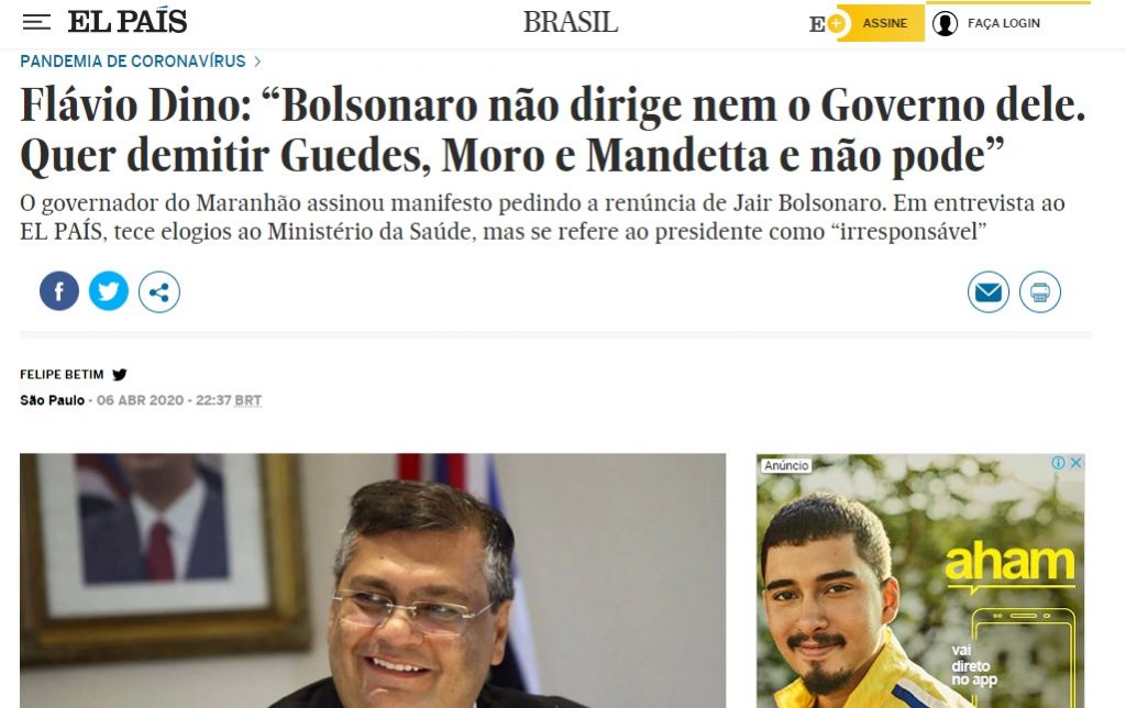CORONAVÍRUS – Enquanto mortes duplicam no MA, Dino está preocupado em opinar demissões no governo Bolsonaro