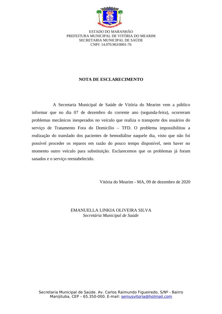 Prefeitura de Vitória do Mearim responde ao blog
