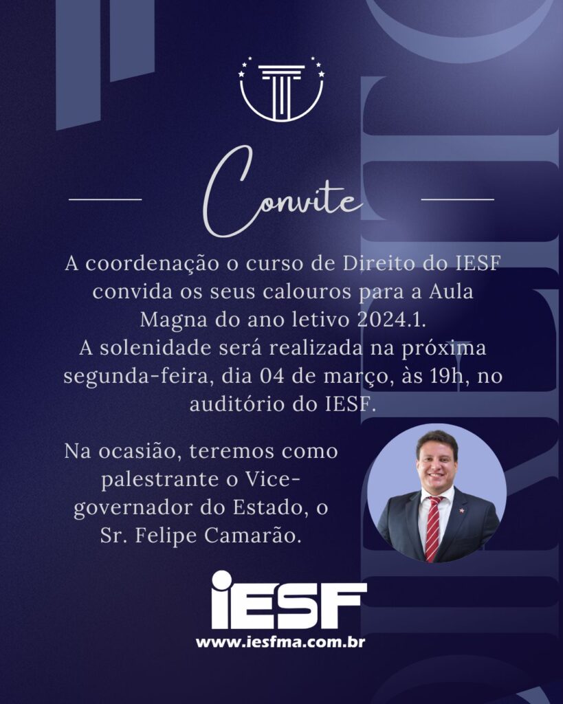 Felipe Camarão palestra em Aula Magna do IESF nesta segunda, 4
